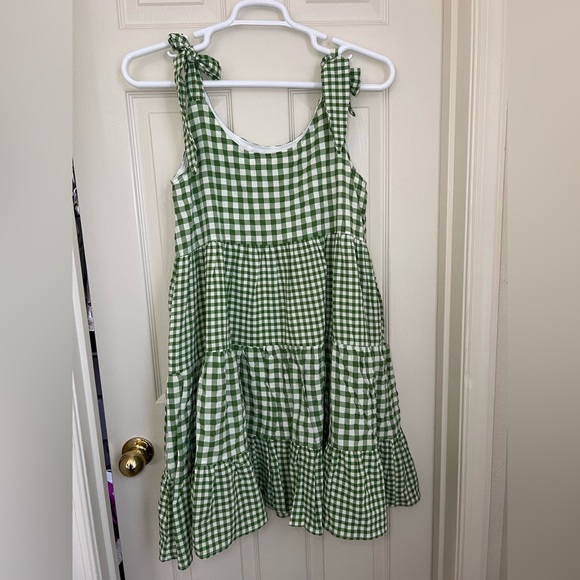 &merci Green Gingham shoulder tie strap dress - Picture 4 of 8